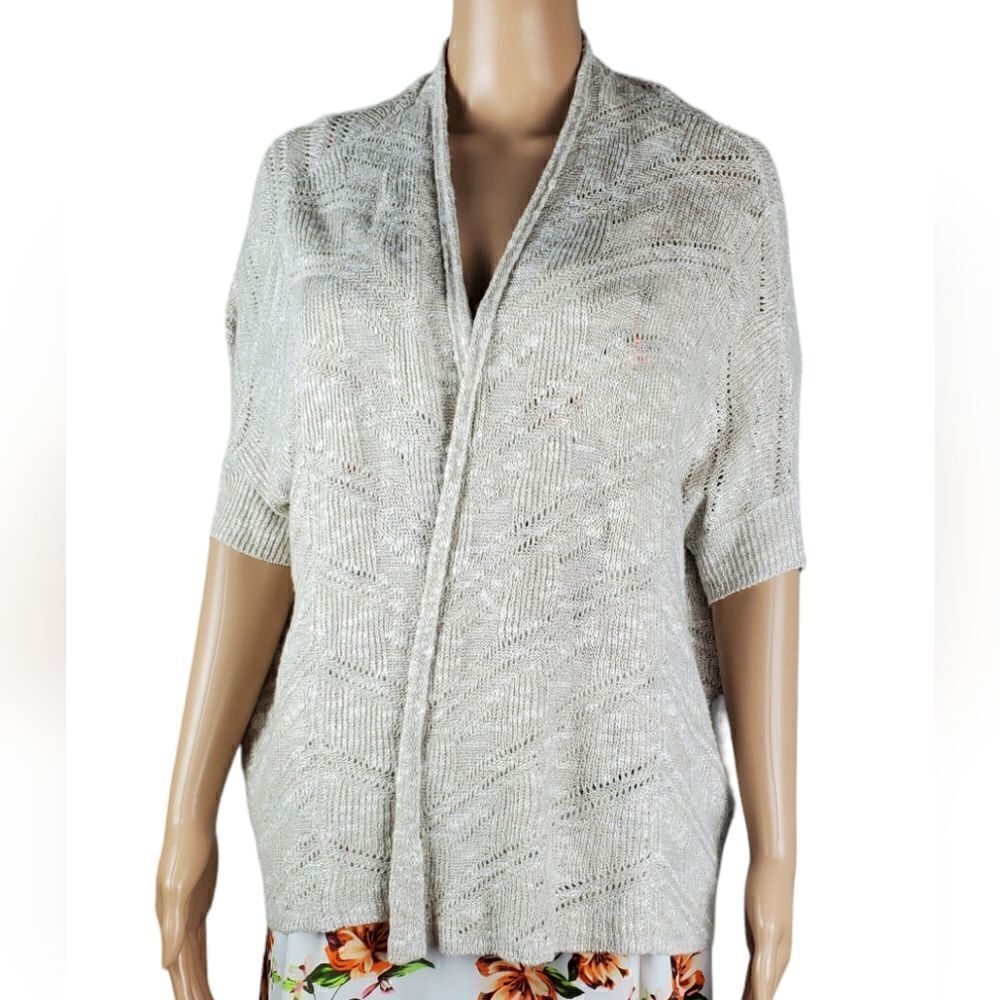 Eileen Fisher Oatmeal Italian Yarn Linen Blend Cardigan